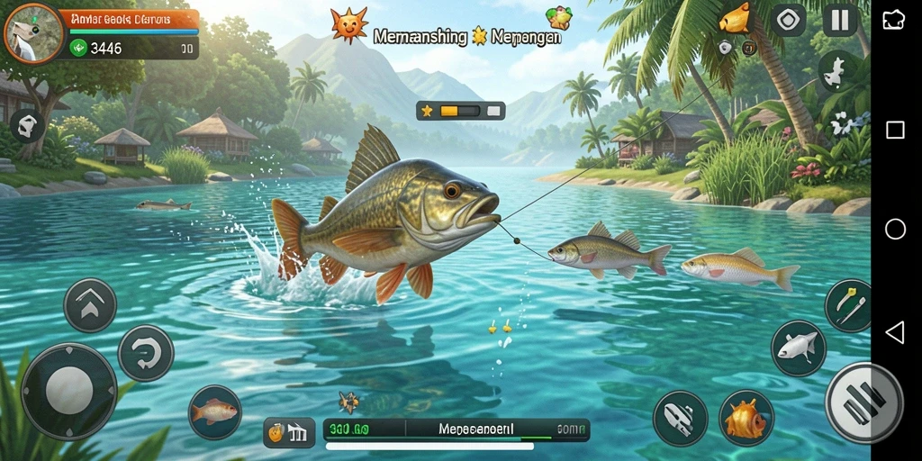 Screenshot tampilan gameplay menarik dalam game Fishing.