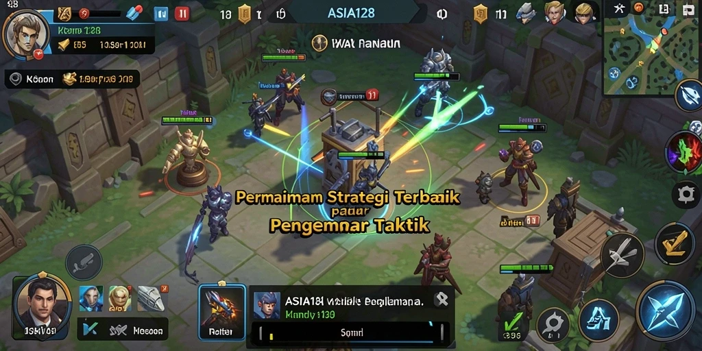Screenshot ASIA128 menampilkan aksi strategi seru dalam pertempuran.