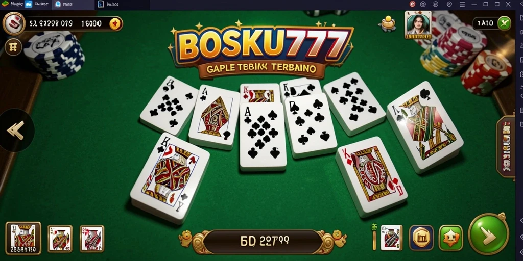Screenshot menunjukkan pemain menikmati permainan Gaple di BOSKU777.