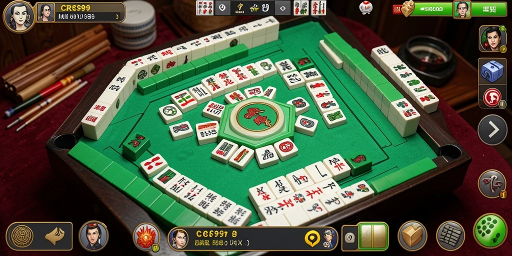 Tampilan gameplay menarik dalam <strong>CRS99</strong> dengan batu Mahjong yang berwarna-warni.