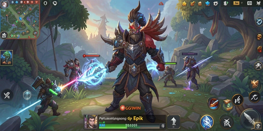 Screenshot gameplay GOWIN menampilkan aksi seru dalam pertempuran MMORPG.
