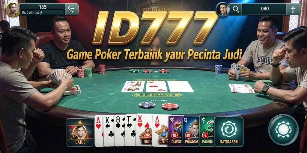 Screenshot ID777 menampilkan aksi permainan Poker yang mendebarkan.