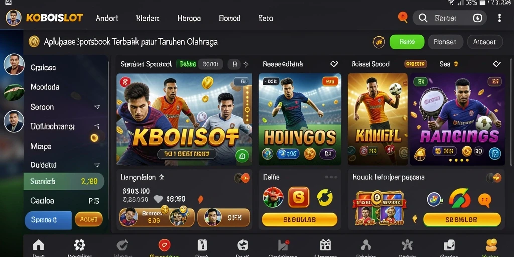 Tampilan screenshot utama KOBOISLOT saat melakukan taruhan olahraga.