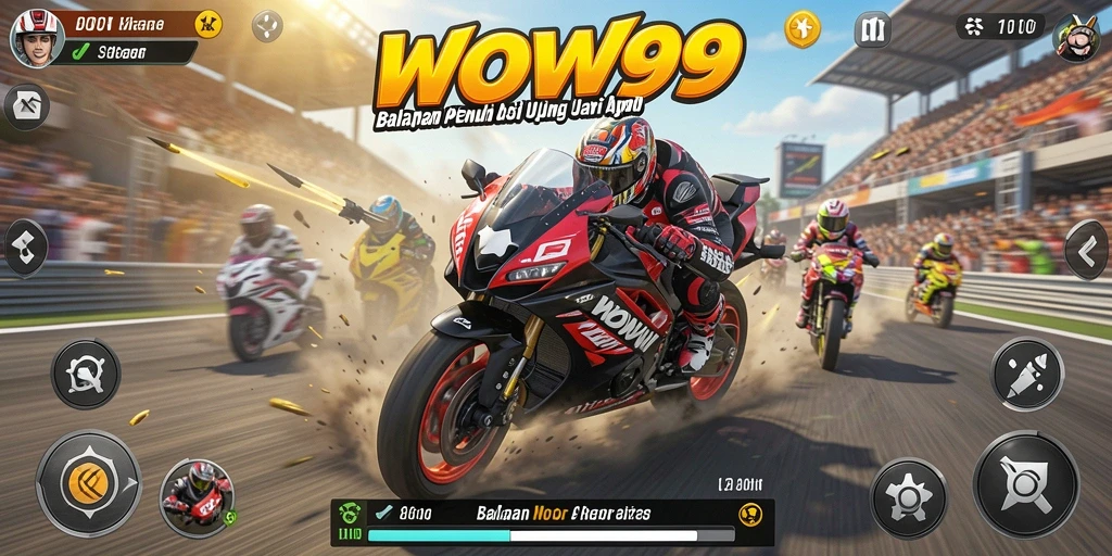 Tampilan grafis menarik dari gameplay balap motor WOW99.
